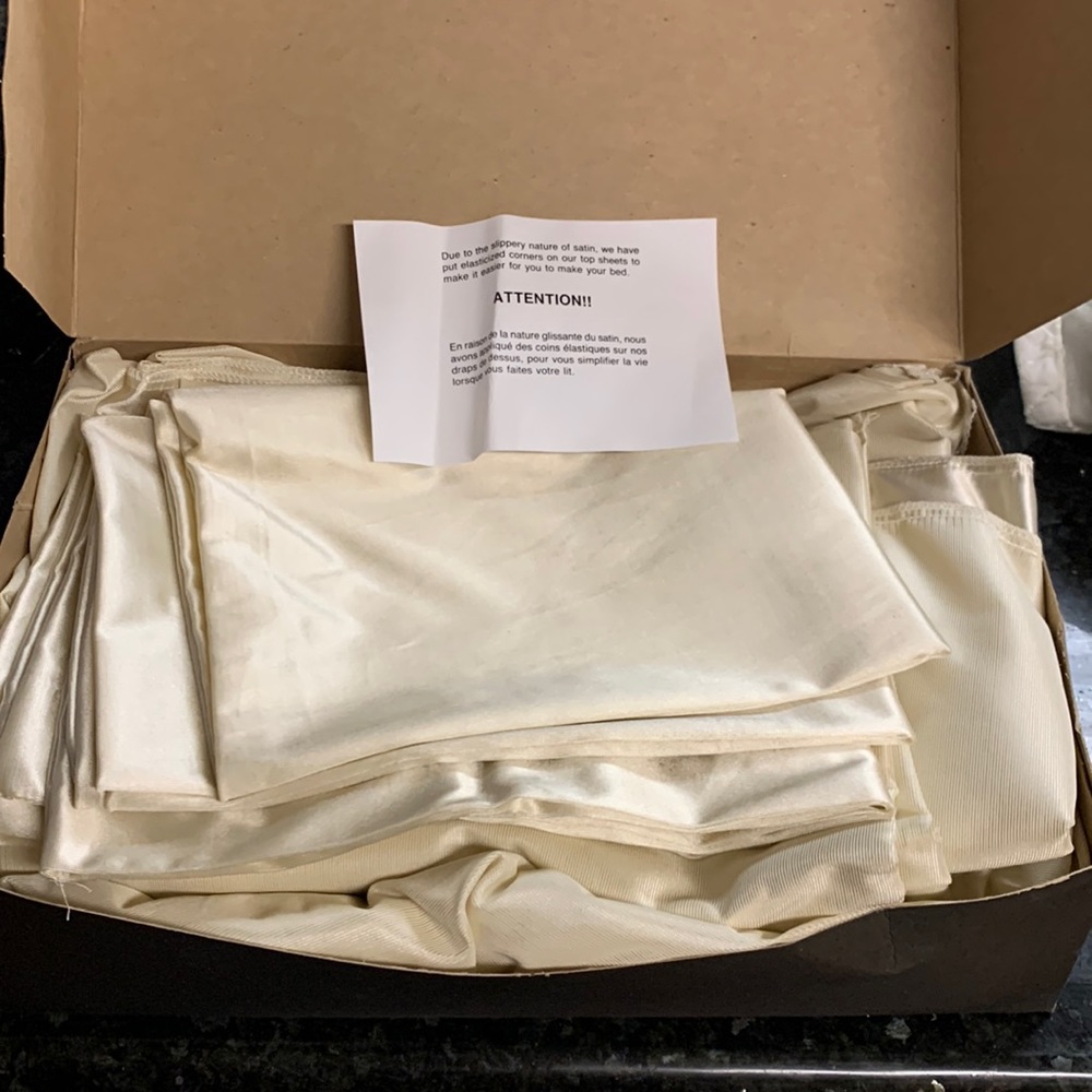 Vintage Satin Queen bed sheets set (new old stock)